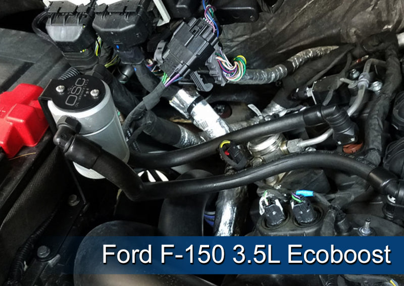 J&L 2011-2025 Ford F-150 2.7L/3.5L/5.0L Passenger Side Oil Separator 3.0 - Clear Anodized